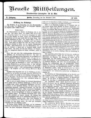 Neueste Mittheilungen vom 24.11.1887