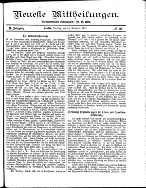 Neueste Mittheilungen vom 29.11.1887