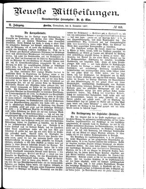 Neueste Mittheilungen vom 03.12.1887