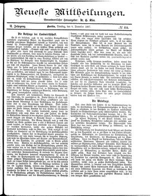 Neueste Mittheilungen vom 06.12.1887