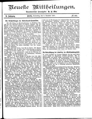 Neueste Mittheilungen vom 08.12.1887