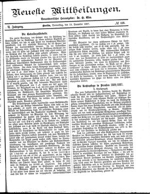 Neueste Mittheilungen vom 15.12.1887