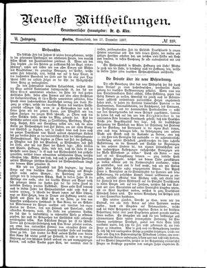 Neueste Mittheilungen vom 17.12.1887