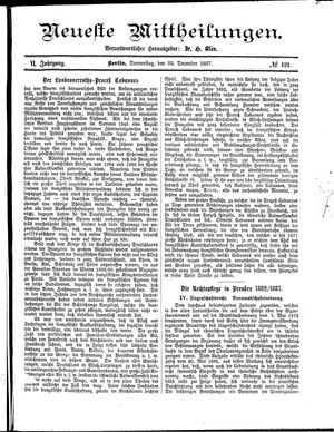 Neueste Mittheilungen vom 22.12.1887