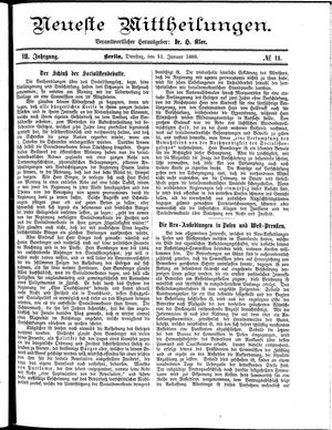 Neueste Mittheilungen vom 31.01.1888