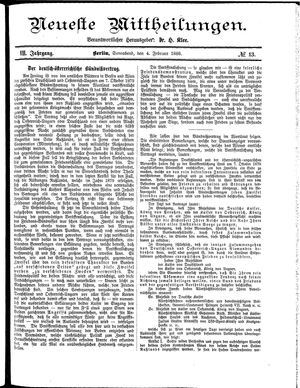 Neueste Mittheilungen vom 04.02.1888