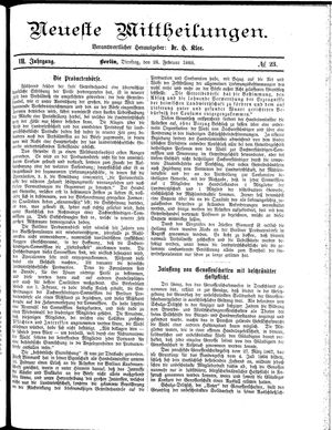 Neueste Mittheilungen vom 28.02.1888