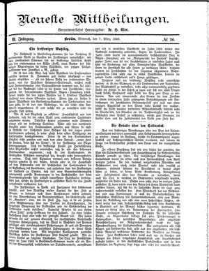 Neueste Mittheilungen vom 07.03.1888