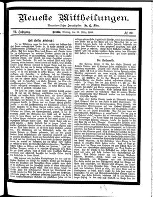 Neueste Mittheilungen vom 12.03.1888
