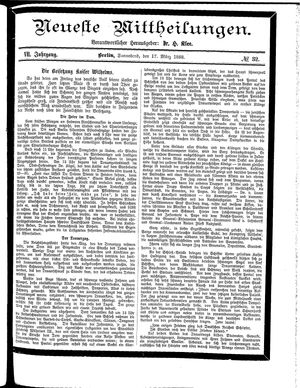 Neueste Mittheilungen vom 17.03.1888