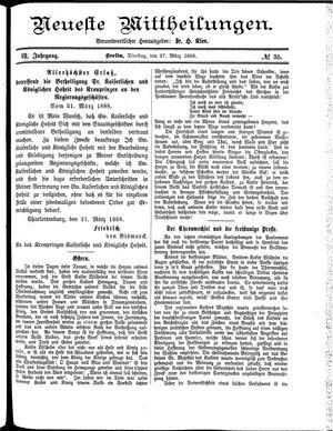 Neueste Mittheilungen vom 27.03.1888