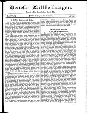 Neueste Mittheilungen vom 17.04.1888