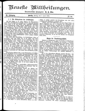 Neueste Mittheilungen vom 01.06.1888