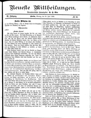 Neueste Mittheilungen vom 25.06.1888