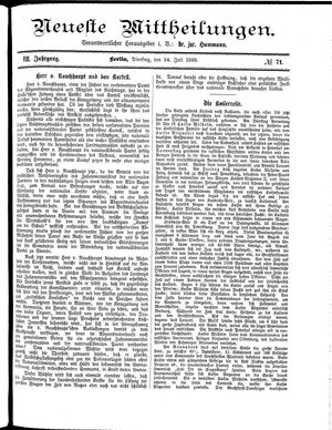 Neueste Mittheilungen vom 24.07.1888