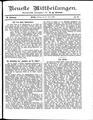 Neueste Mittheilungen vom 27.07.1888