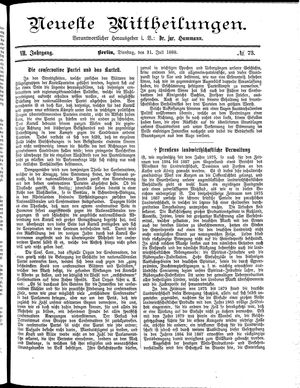 Neueste Mittheilungen vom 31.07.1888