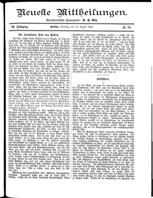 Neueste Mittheilungen vom 21.08.1888