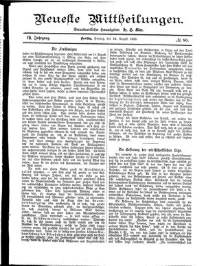 Neueste Mittheilungen vom 24.08.1888