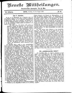 Neueste Mittheilungen vom 28.08.1888