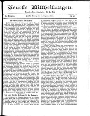 Neueste Mittheilungen vom 18.09.1888