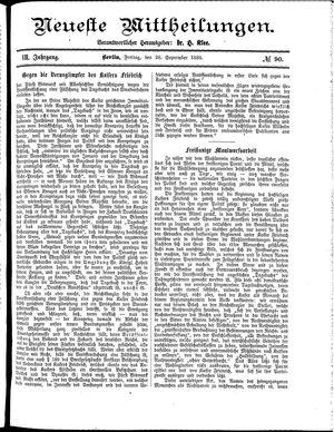 Neueste Mittheilungen vom 28.09.1888