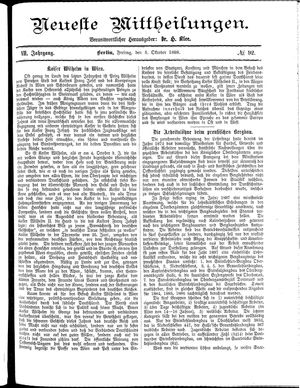 Neueste Mittheilungen vom 05.10.1888