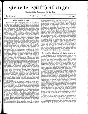 Neueste Mittheilungen vom 12.10.1888