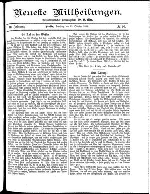 Neueste Mittheilungen vom 23.10.1888