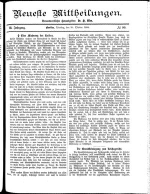 Neueste Mittheilungen vom 30.10.1888