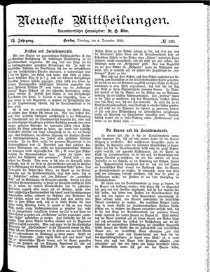 Neueste Mittheilungen vom 04.12.1888