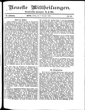 Neueste Mittheilungen vom 07.12.1888