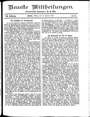 Neueste Mittheilungen vom 12.02.1889