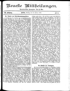Neueste Mittheilungen vom 26.02.1889