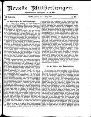 Neueste Mittheilungen vom 08.03.1889