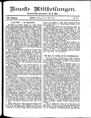 Neueste Mittheilungen vom 19.03.1889