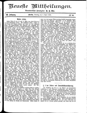 Neueste Mittheilungen vom 02.04.1889