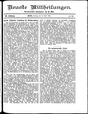 Neueste Mittheilungen vom 26.04.1889