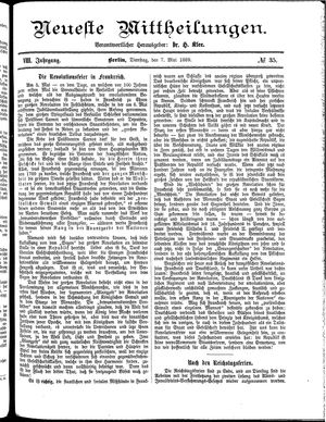 Neueste Mittheilungen vom 07.05.1889