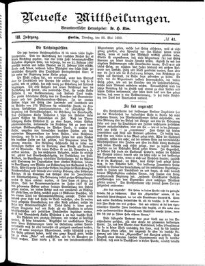 Neueste Mittheilungen vom 28.05.1889