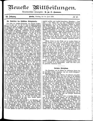Neueste Mittheilungen vom 18.06.1889