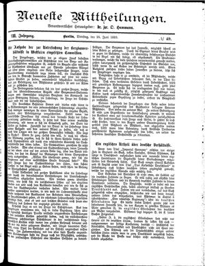 Neueste Mittheilungen vom 25.06.1889
