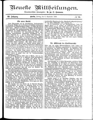 Neueste Mittheilungen vom 06.09.1889