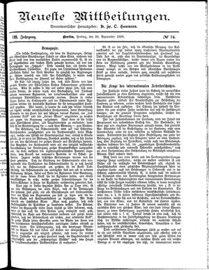 Neueste Mittheilungen vom 20.09.1889