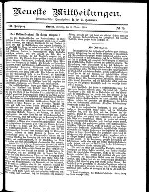 Neueste Mittheilungen vom 08.10.1889