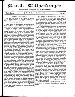 Neueste Mittheilungen vom 22.10.1889