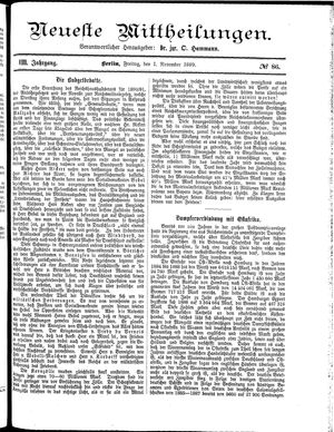 Neueste Mittheilungen vom 01.11.1889