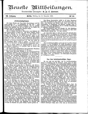 Neueste Mittheilungen vom 12.11.1889
