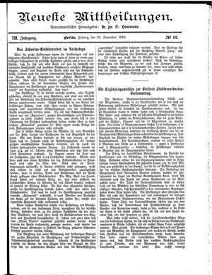 Neueste Mittheilungen vom 22.11.1889