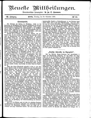 Neueste Mittheilungen vom 26.11.1889